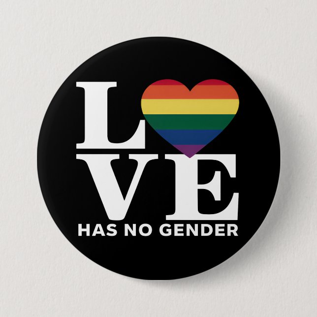 Kärlek Har Inget Kön HBTQ Regnbågs Pride Månad Knapp (Framsida)