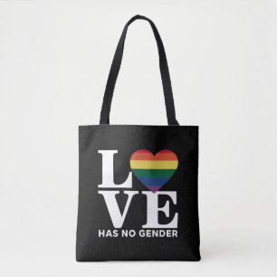 Kärlek Har Inte Kön HBTQ Regnbåge Pride Månad Tygkasse