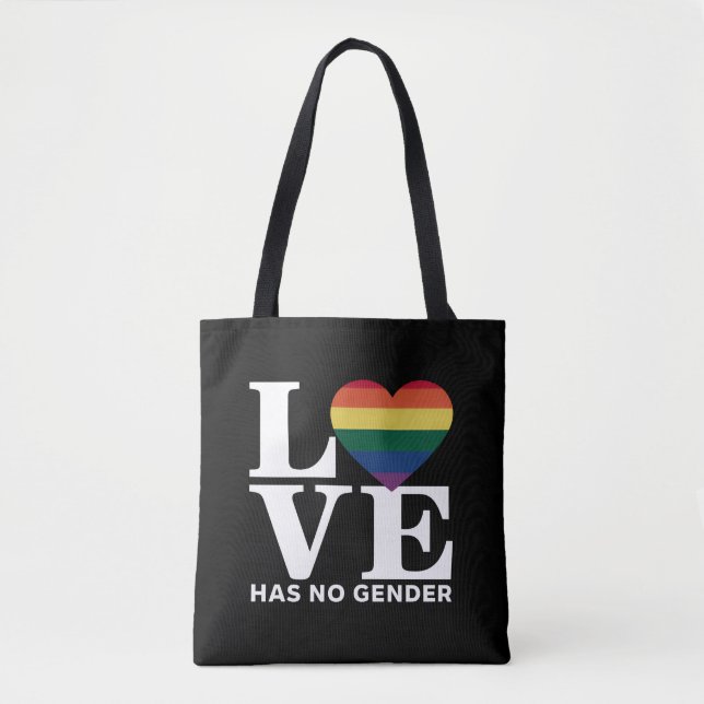 Kärlek Har Inte Kön HBTQ Regnbåge Pride Månad Tygkasse (Framsida)
