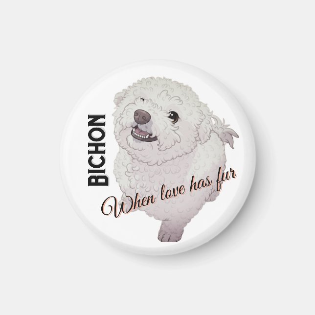 Kärlek har päls Bichon  Magnet (Framsidan)