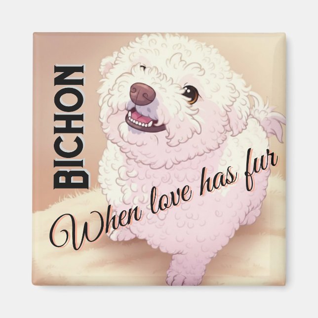 Kärlek har päls Bichon  Magnet (Framsidan)