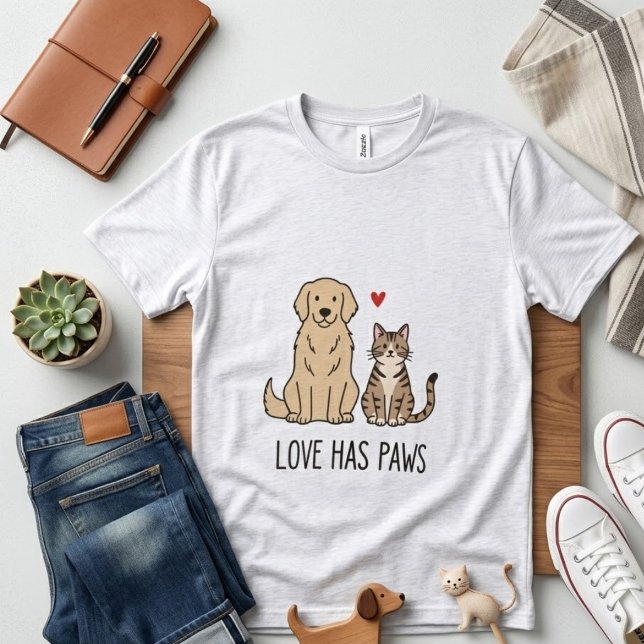 Kärlek Har Tassar | Söta Minimalistiska Hund- och  T Shirt (Skapare uppladdad)