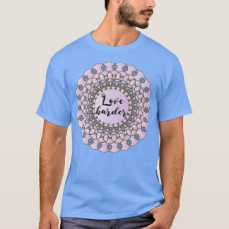 Kärlek hårdare lila pastel blommigt mandala art t shirt