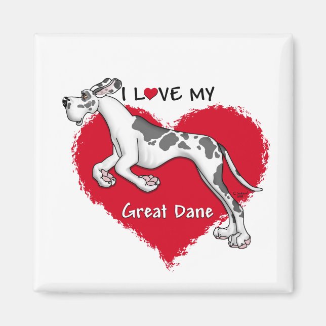 Kärlek Harlequin Great dane UC Magnet (Framsidan)
