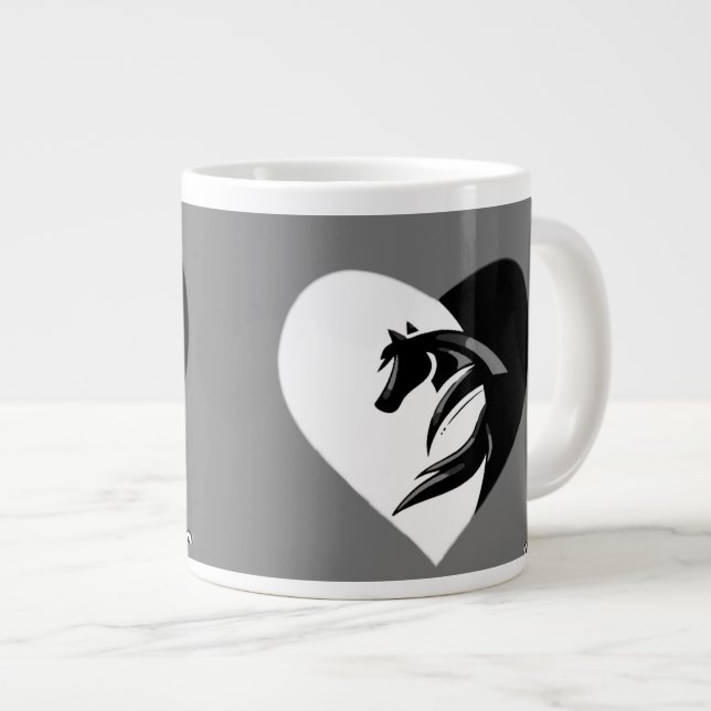 Kärlek Hästar Logotyp med Heart Mugg Jumbo Mugg (Framsida höger)