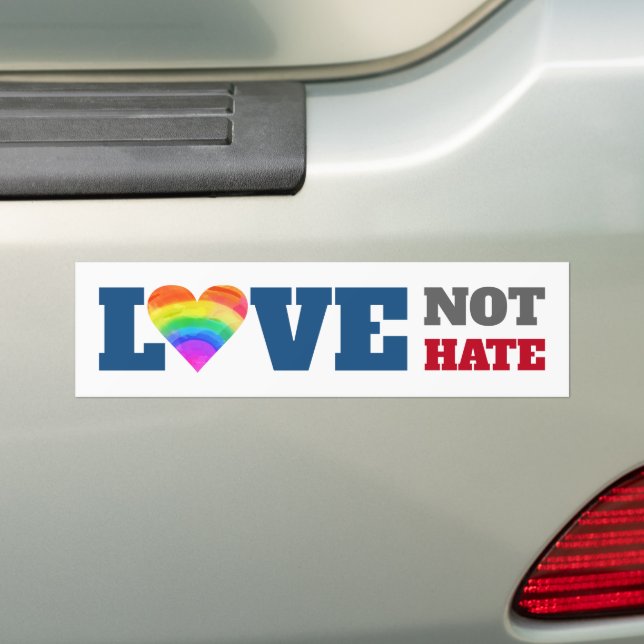Kärlek Hate ej Rainbow Heart White Fold Graphics Bildekal (På Bil)