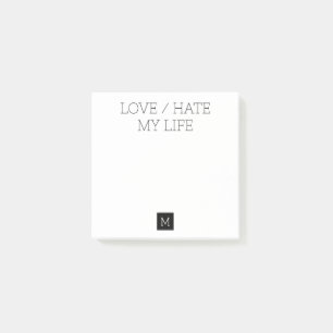 Kärlek/Hate mitt liv Post-it Block