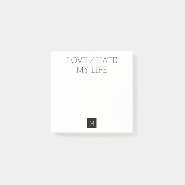 Kärlek/Hate mitt liv Post-it Block (Framsida)