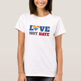 Kärlek Hate Rainbow Heart Fold Typography T Shirt