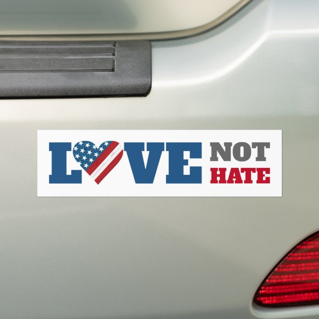 Kärlek Hate USA flagga Bold Rustic Heart White Bildekal (På Bil)