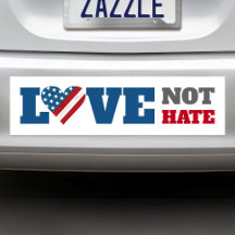 Kärlek Hate USA flagga Bold Rustic Heart White