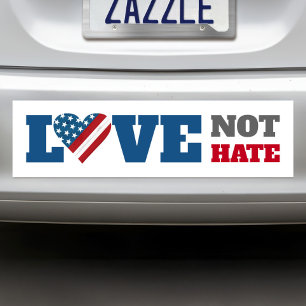 Kärlek Hate USA flagga Bold Rustic Heart White Bildekal