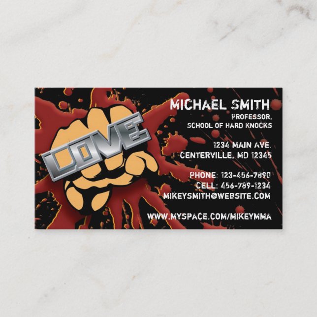 Kärlek-/hatnävekort Visitkort (Framsida)