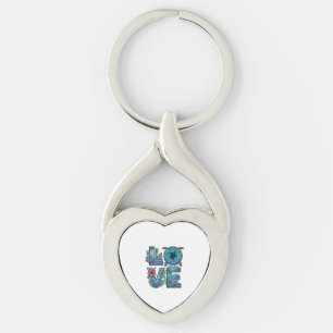 Kärlek Hav Sköldpadda Jord Tropisk Twisted Heart Silverfärgad Nyckelring