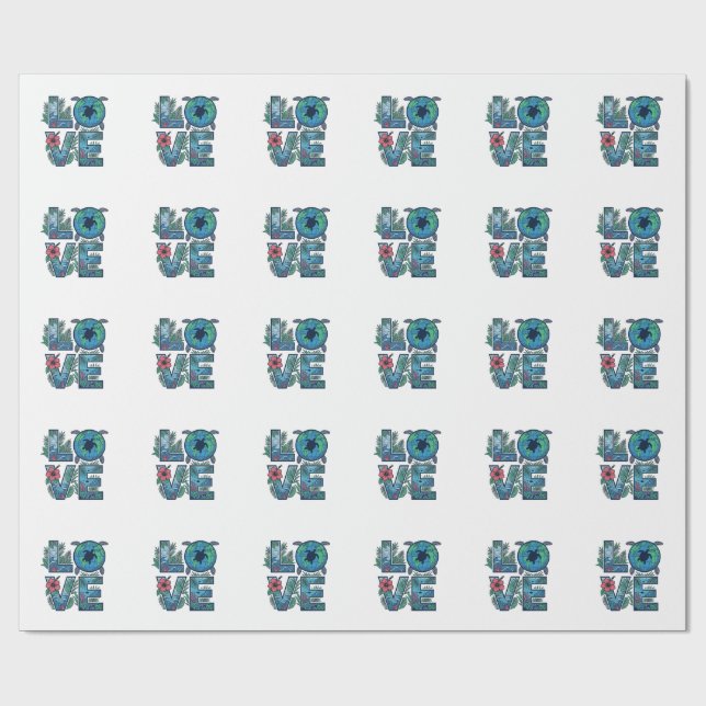 Kärlek Havssköldpadda Jord Tropisk Presentpapper (Platt)