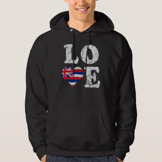 Kärlek Hawaii Flagga Hawaii familjehem Hoodie (Framsida)