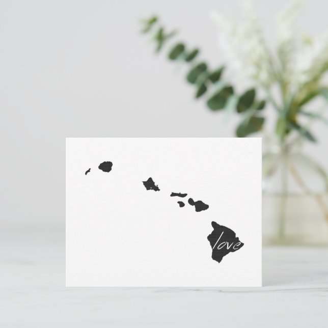 Kärlek Hawaii Karta Shaped Antique Black Chalkboar Vykort (Stående Fram)