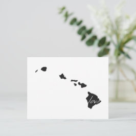 Kärlek Hawaii Karta Shaped Antique Black Chalkboar Vykort