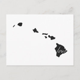 Kärlek Hawaii Karta Shaped Antique Black Chalkboar Vykort