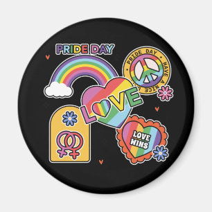 Kärlek. HBT+Pride. Pridets dag. Rainbow kärlek. Magnet