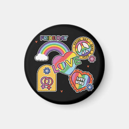 Kärlek. HBT+Pride. Pridets dag. Rainbow kärlek. Magnet