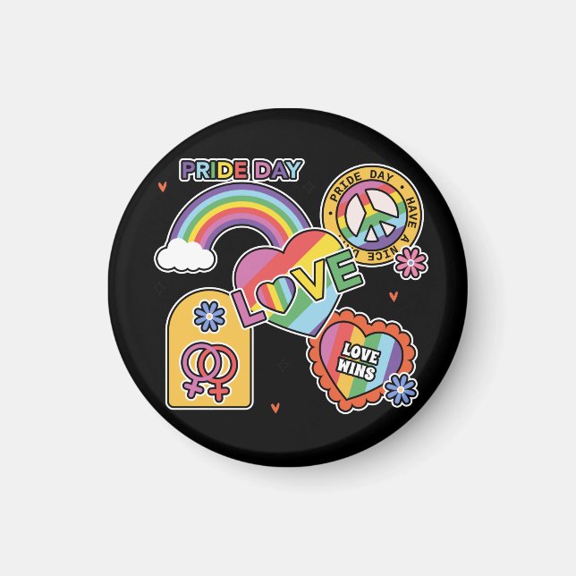 Kärlek. HBT+Pride. Pridets dag. Rainbow kärlek. Magnet (Framsidan)