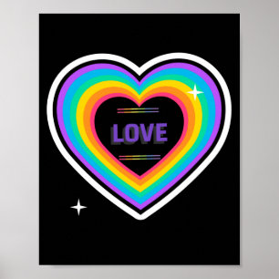 KÄRLEK. HBT+Pride. Regnbåge hjärtat kärlek. Poster