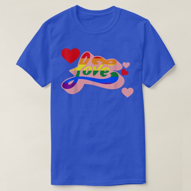 Kärlek HBTQ Retro regnbågsflagga Gay Pride Ally Li T Shirt (Design framsida)