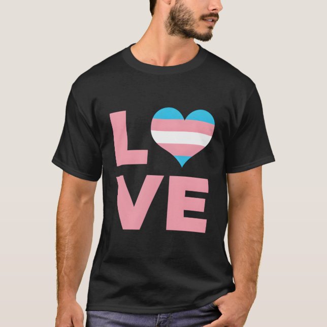 Kärlek He Transgender Flagga T Shirt (Framsida)