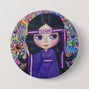 Kärlek Headband Hippie Girl Doll Lila Psychedelic Knapp