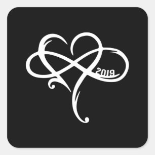 Kärlek Heart 2019 Valentindagen Romantic Gift Idea Fyrkantigt Klistermärke