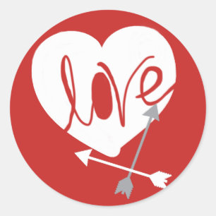 Kärlek Heart Arrows Sticker Runt Klistermärke