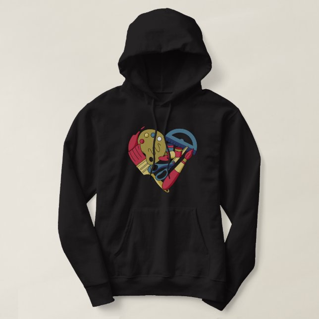 Kärlek Heart Art Paint Artist Porträtt Painting Pa Hoodie (Design framsida)