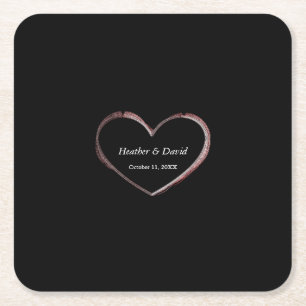 Kärlek Heart Attractive Charming Bröllop Underlägg Papper Kvadrat