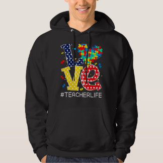 Kärlek Heart Autism Awareness Month Puzzle Biet Te Hoodie