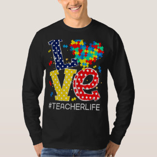 Kärlek Heart Autism Awareness Month Puzzle Biet Te T Shirt