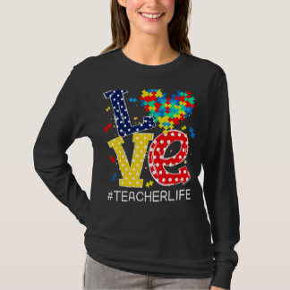 Kärlek Heart Autism Awareness Month Puzzle Biet Te T Shirt