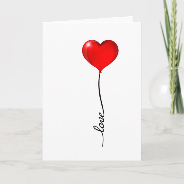 Kärlek Heart Balloon Valentineser Kort (Framsida)