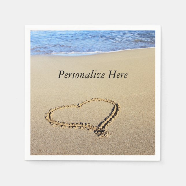 Kärlek Heart Beach Pappersservett (Framsidan)