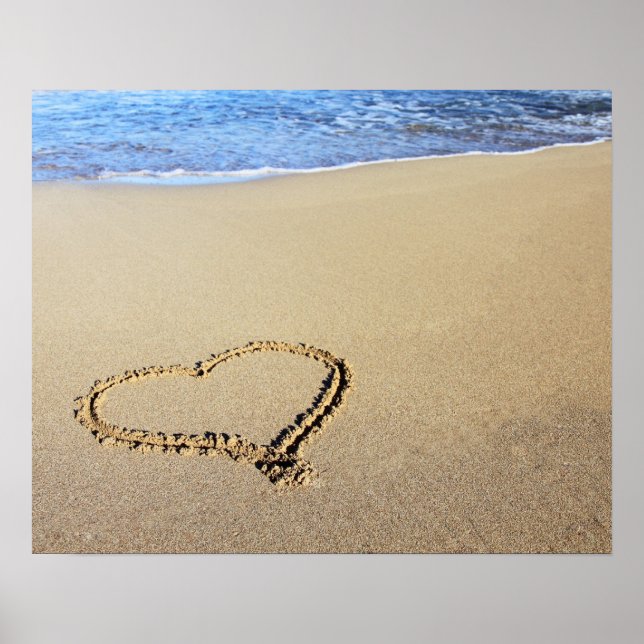 Kärlek Heart Beach Poster (Framsidan)