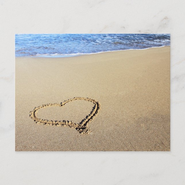 Kärlek Heart Beach Vykort (Framsida)
