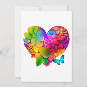 Kärlek Heart Blommigt Design Tack Kort