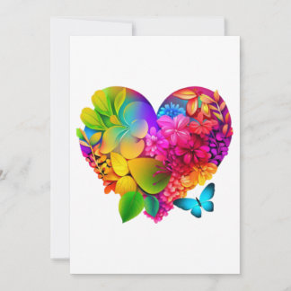 Kärlek Heart Blommigt Design Tack Kort