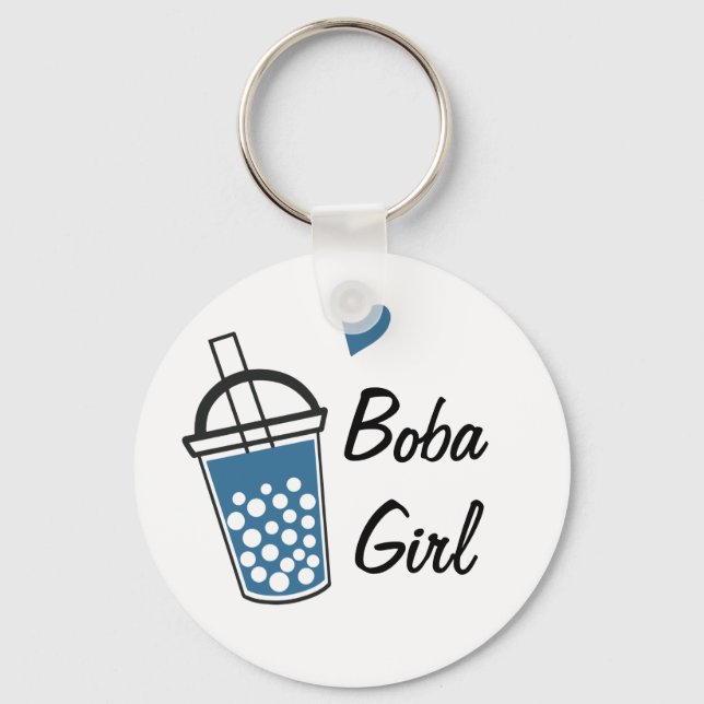 Kärlek Heart Boba Girl Anpassningsbar Novelty Nyckelring (Framsida)