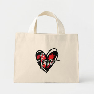 KÄRLEK HEART buffalo plaid Mini Tygkasse
