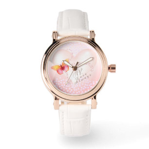 Kärlek Heart Butterfly Rosa Armbandsur