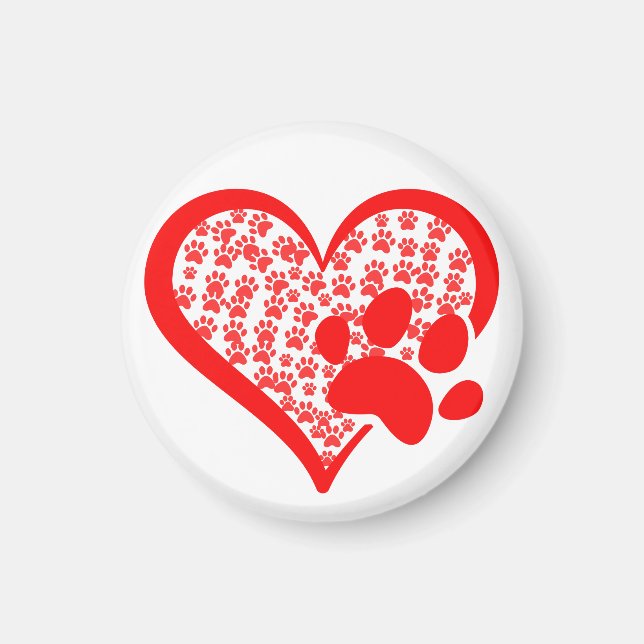Kärlek Heart Cat Hund Tassar, Pet Valentines day G Magnet (Framsidan)