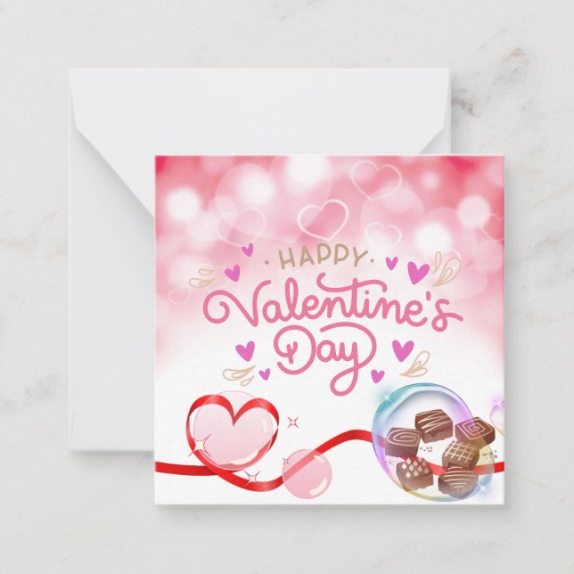 Kärlek Heart & Chocolate Glad Valentine Day Card Anteckningskort (Framsida)