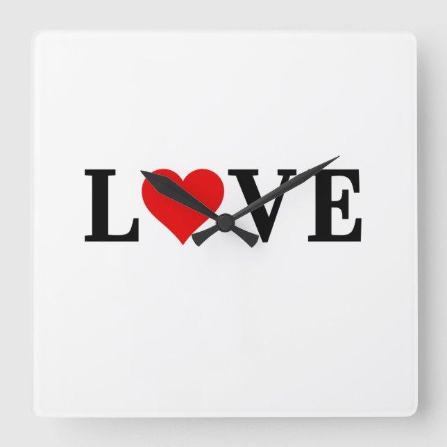 KÄRLEK Heart Classic Enkel Elegant Fyrkantig Klocka (Framsida)