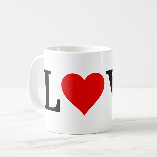 KÄRLEK Heart Classic Enkel Elegant Kaffemugg (Framsida vänster)